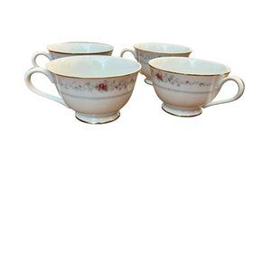 Fashion Manor Japan Heirloom White Pink Rose Tea Cups SET OF FOUR